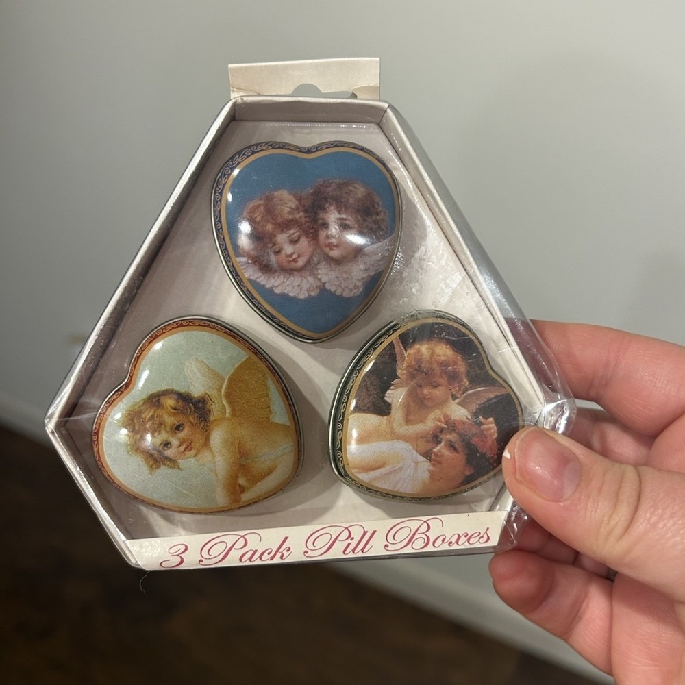 3-Pack Vintage Pill Boxes, Angels, New In Box